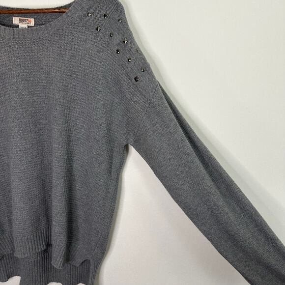 ROUTE 66 Size Large Dark Gray Knit Sweater with Studs - Picture 3 of 11
